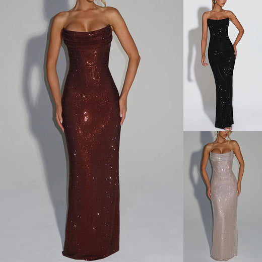 Elegant Sleeveless Sequined Evening Dress