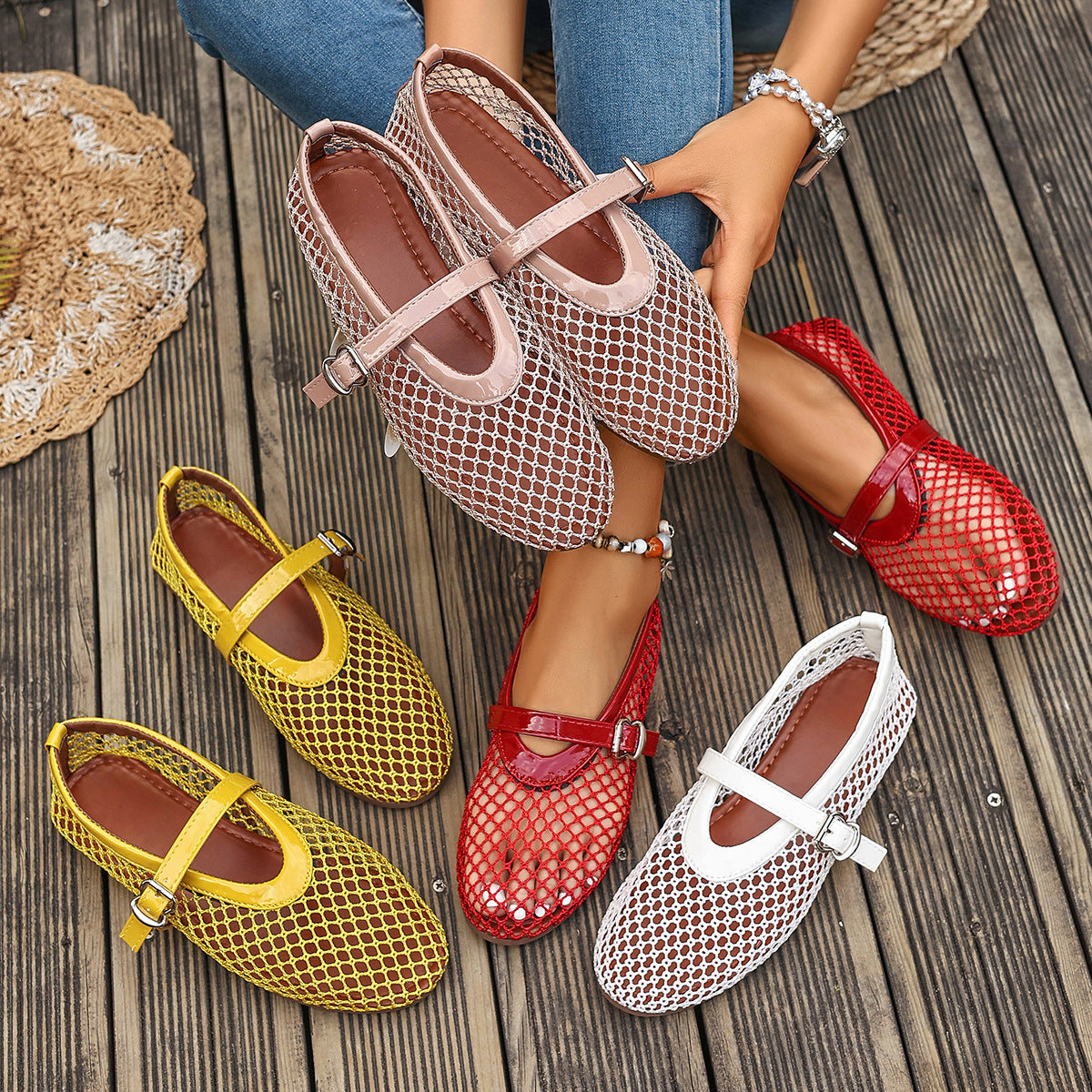Womens Breathable Mesh Flat Shoes