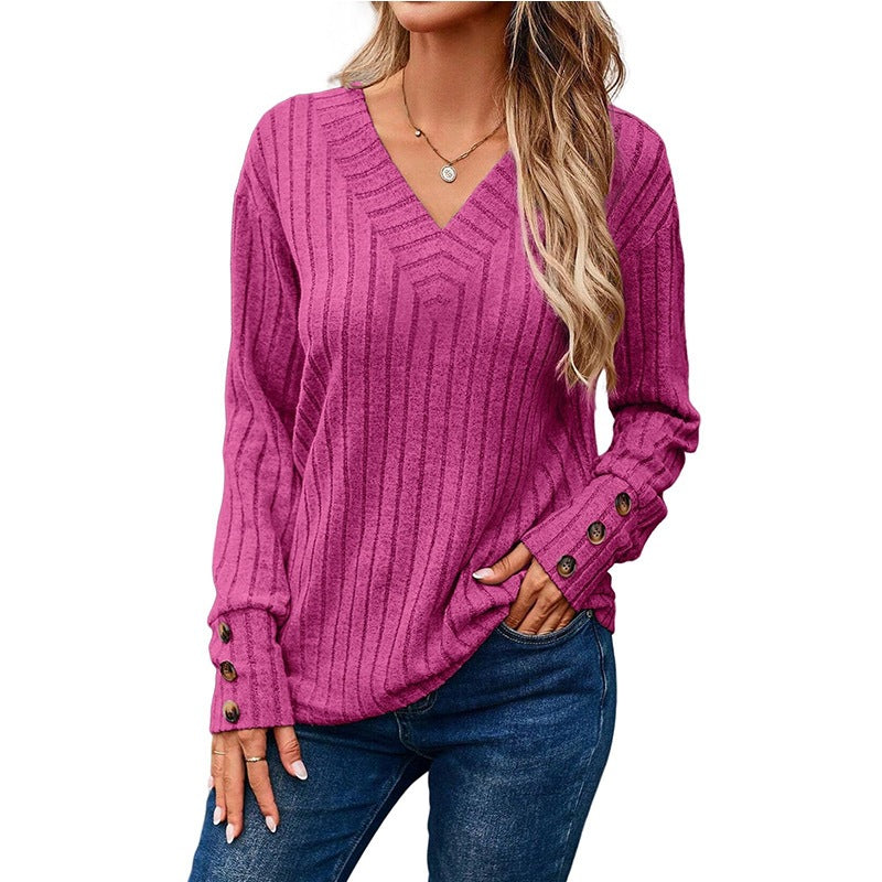 Women's long sleeve V-neck shirt
