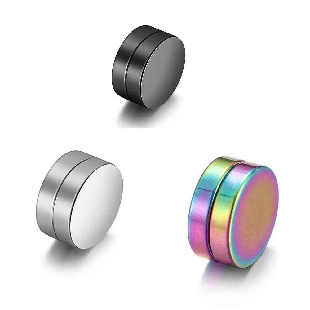 Minimalist Round Magnetic Ear Clip No Piercing Double-Sided Fake Earrings for Men and Women