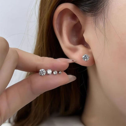 Cubic Zirconia Stainless Steel Ear Studs