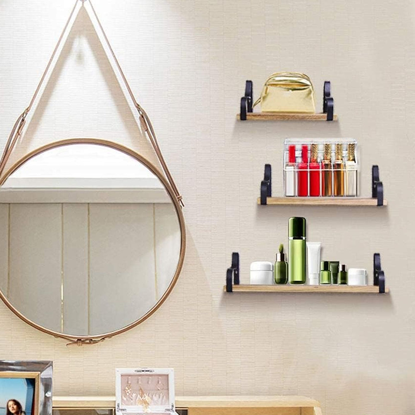 3 Piece Rustic Wood Floating Shelves