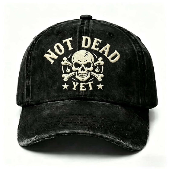 Vintage Washed Cotton Baseball Cap with Skull Embroidery