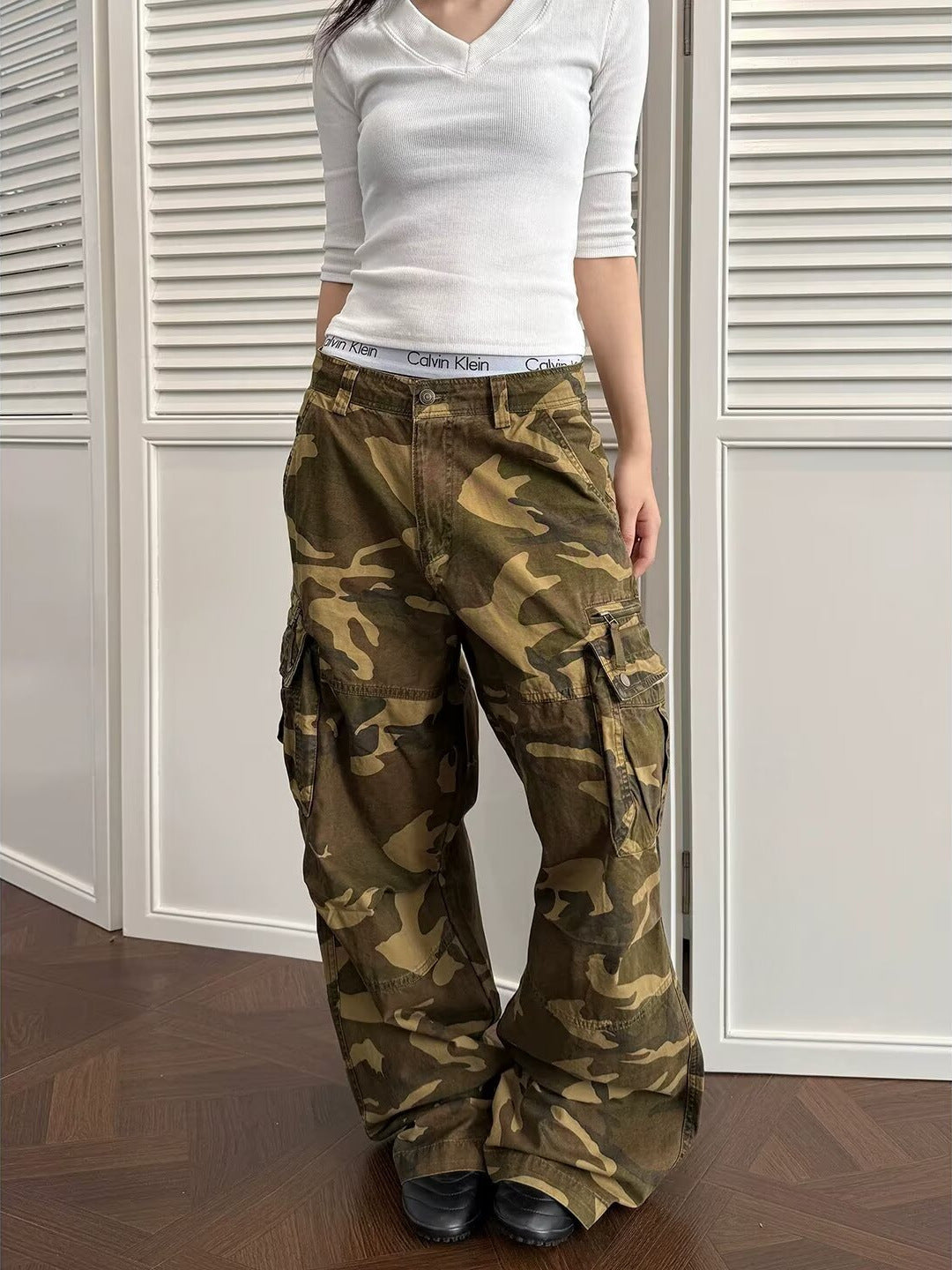 Men's Vintage Camo Print Straight Leg Casual Pants