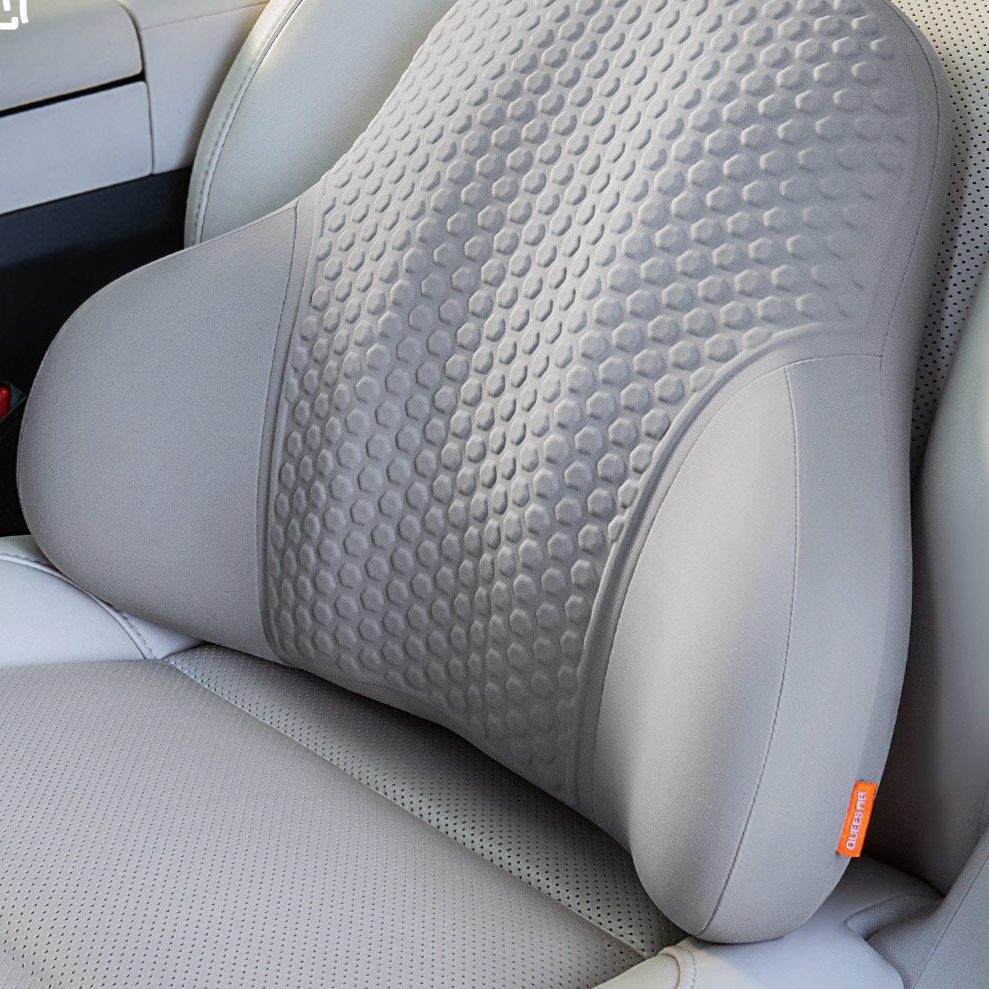Ergonomic 52D Memory Foam Car Headrest and Lumbar Support Cushion Combo with Breathable Spacer Fabric