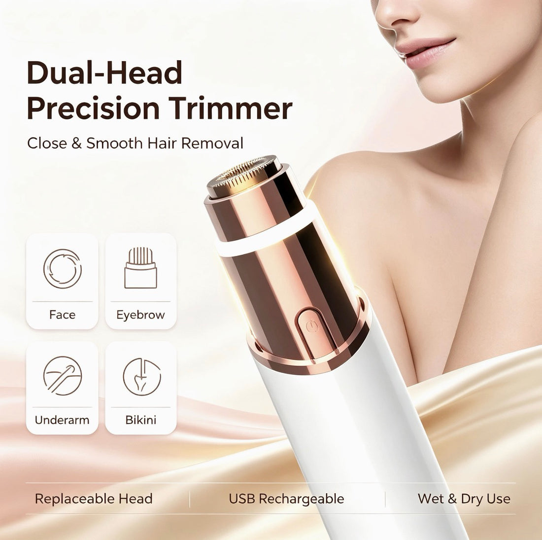 2-in-1 Lipstick Style Electric Shaver for Women, Portable Rechargeable Wet Dry Body Hair Trimmer