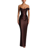 Off-Shoulder Satin Bodycon Dress