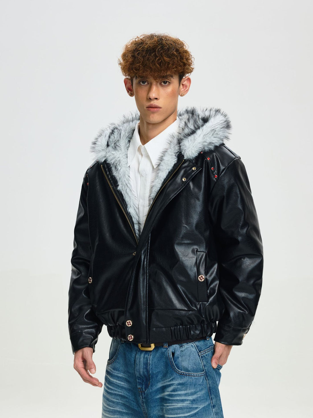 Hooded mountain eagle fur coat