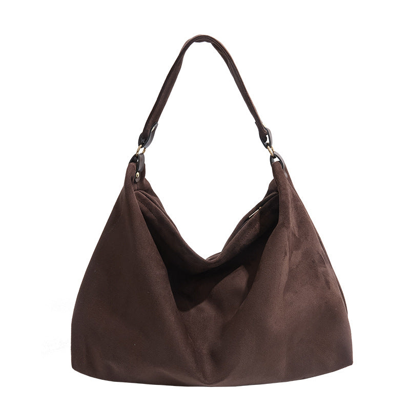 Retro Suede Shoulder Tote Bag