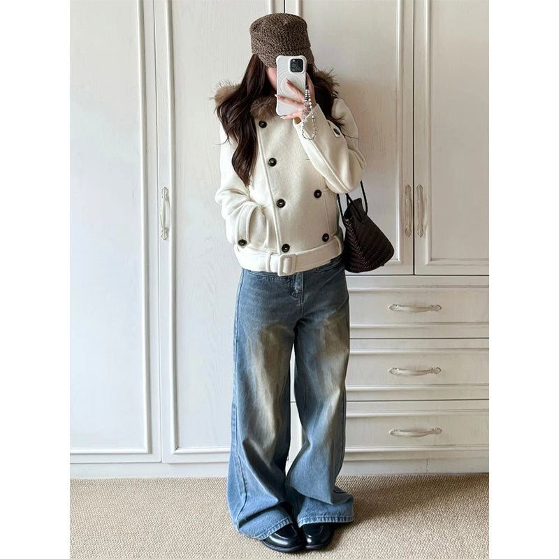 Women's thick velvet hooded coat with faux fur collar, photo 3