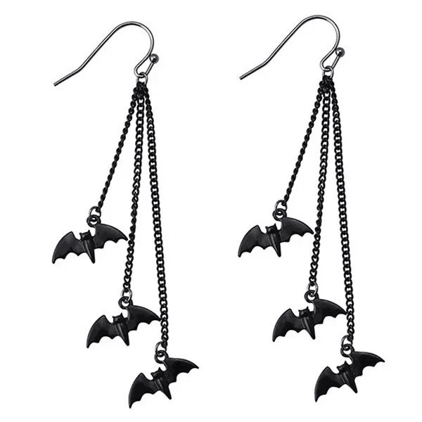 Bat Tassel Earrings Halloween Gothic Jewelry