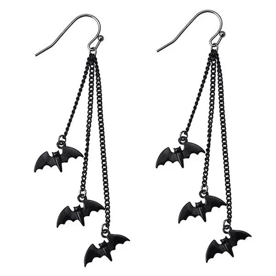 Bat Tassel Earrings Halloween Gothic Jewelry