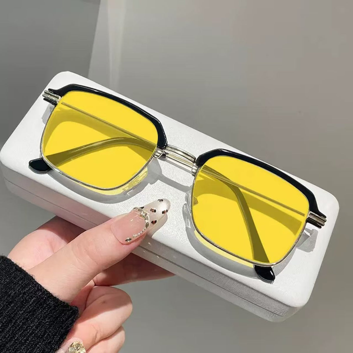 Retro Square Frame Night Vision Driving Glasses