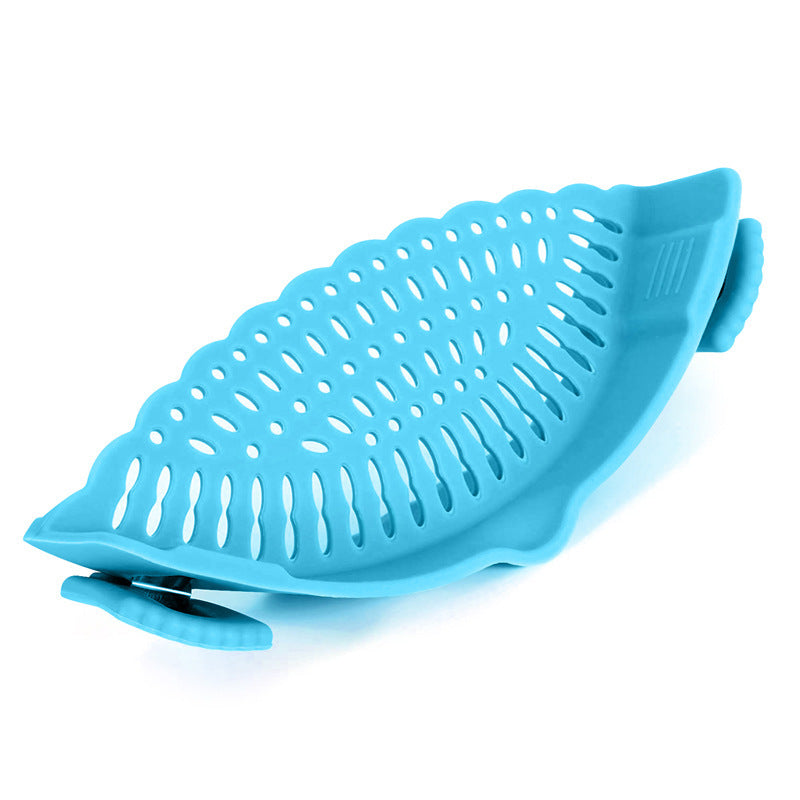 Clip On Silicone Kitchen Strainer Anti Spill Pot Edge Draining Basket