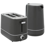 3000W fast boil kettle and 2 slice toaster set grey