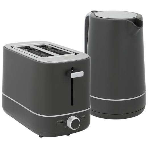 3000W fast boil kettle and 2 slice toaster set grey