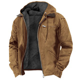 Mens Hooded Cotton Fleece Lined Zip Jacket