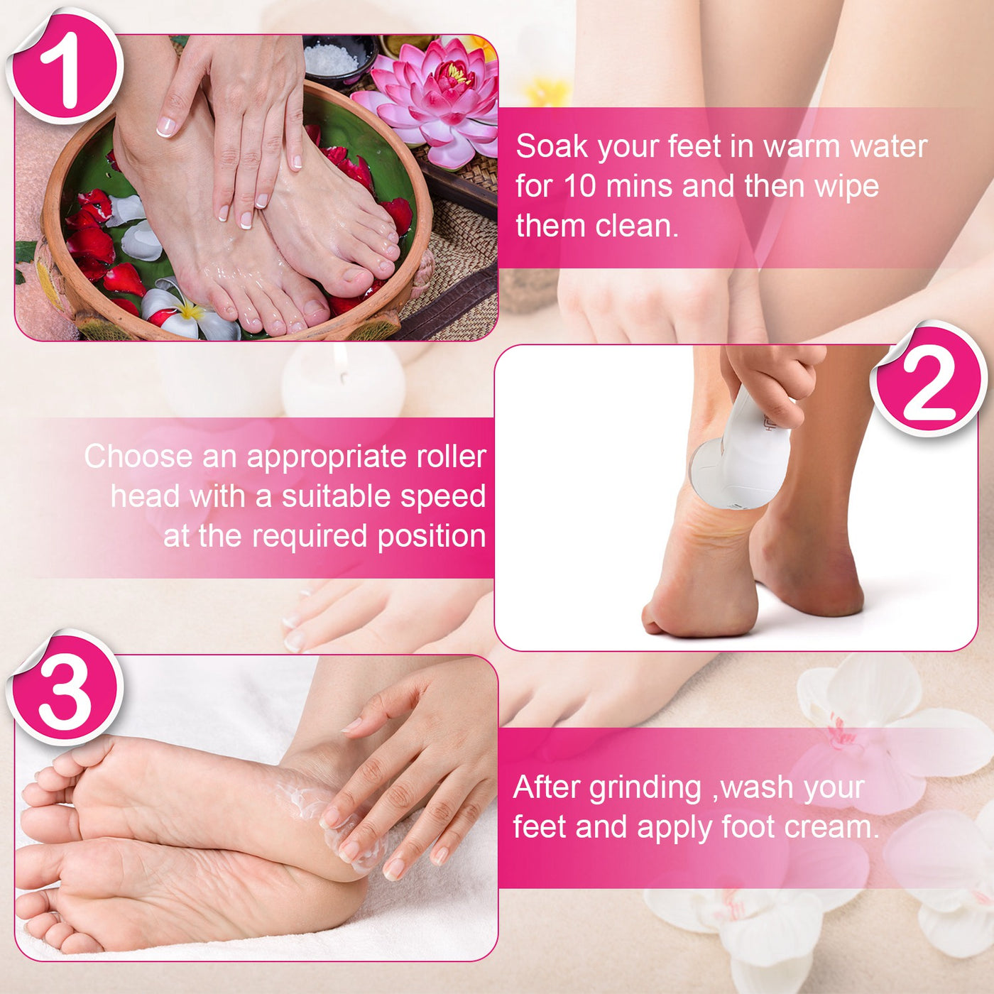 Electric callus remover in hand showing grip