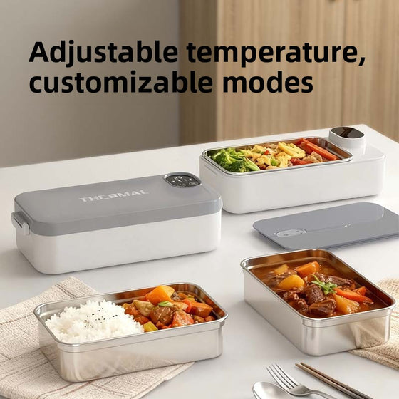 Portable USB Electric Lunch Box Food-grade Stainless Steel Touch Control Rechargeable Heating Food Container
