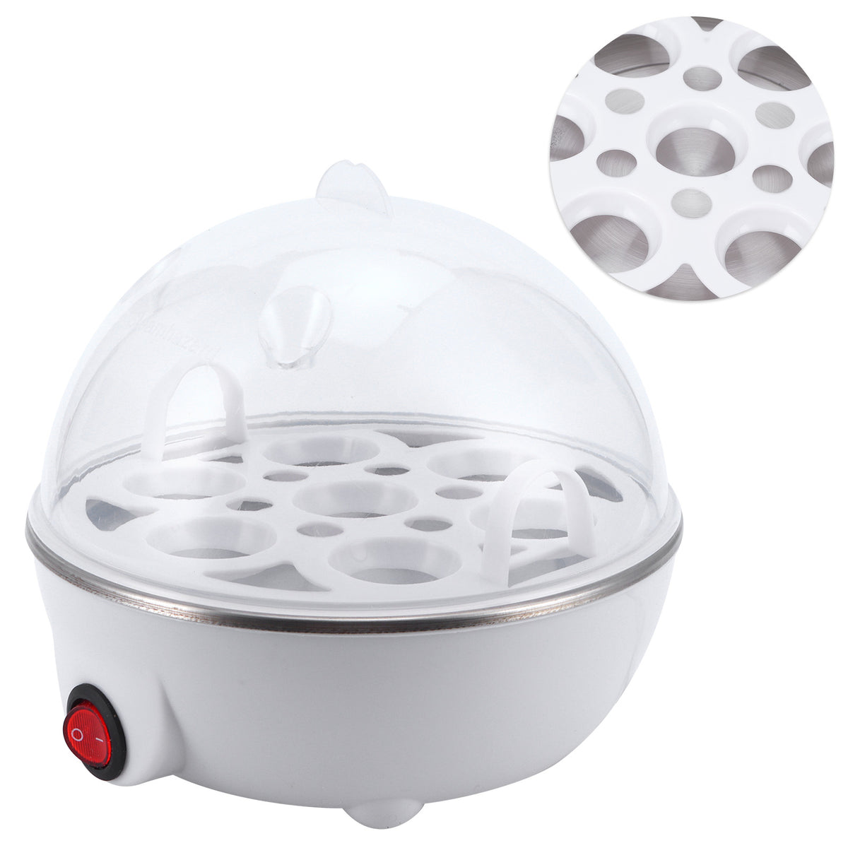 Electric egg cooker with lid closed on countertop