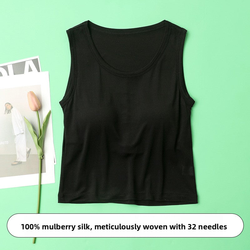 Mulberry silk camisole with built-in removable bra pads, photo 1