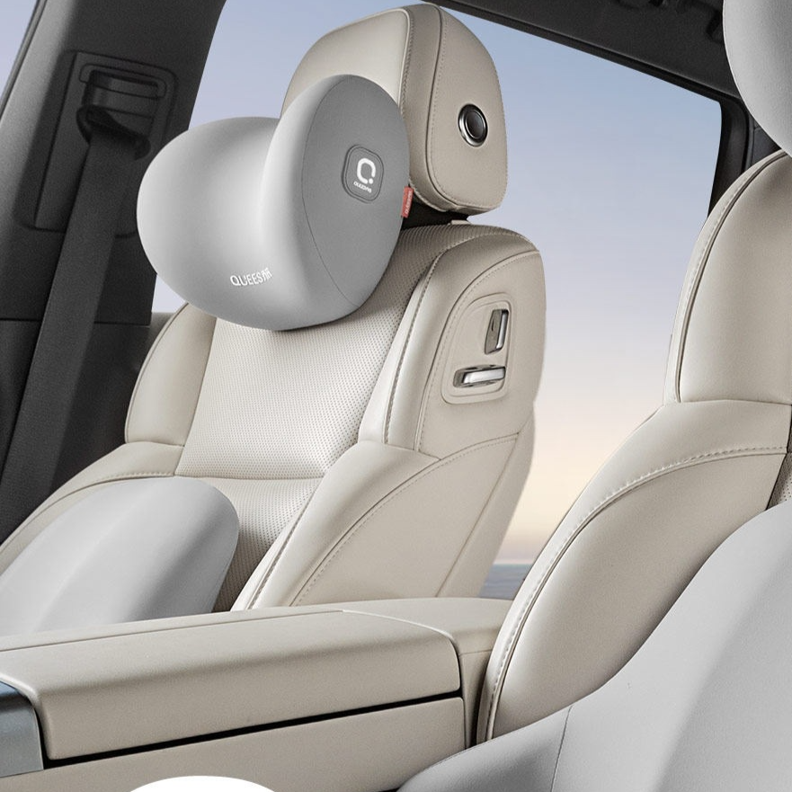 Ergonomic 52D Memory Foam Car Headrest and Lumbar Support Cushion Combo with Breathable Spacer Fabric