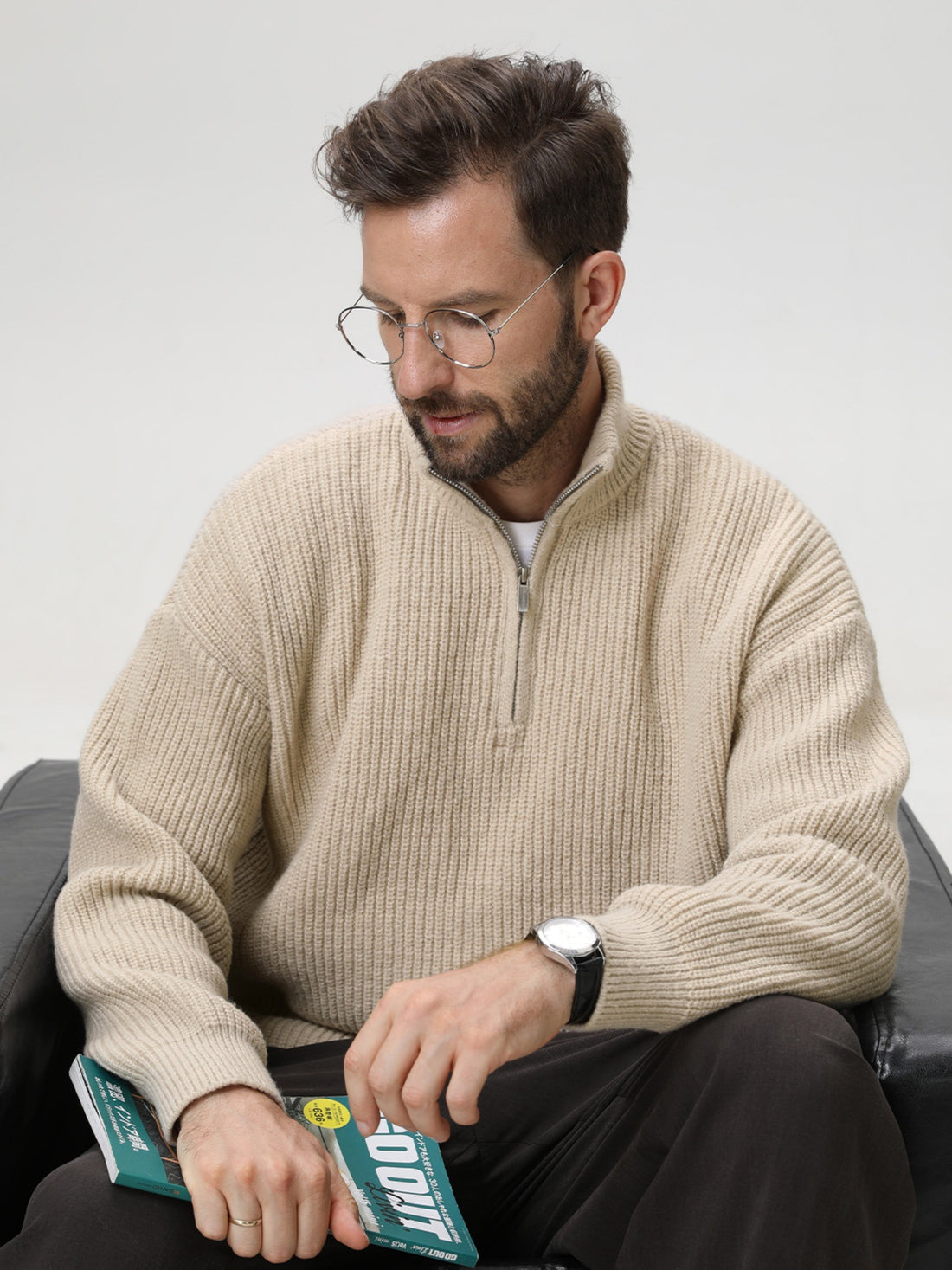 Mens Vertical Stripe Knit Sweater