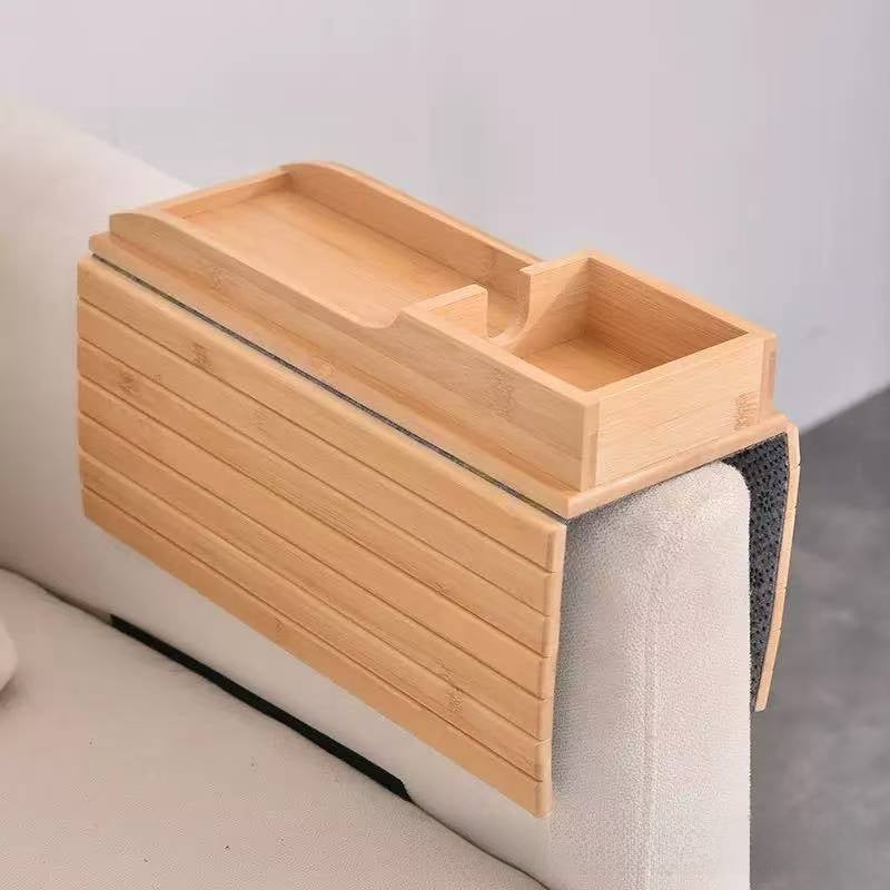 Foldable Bamboo Snack Tray with Cup Holder