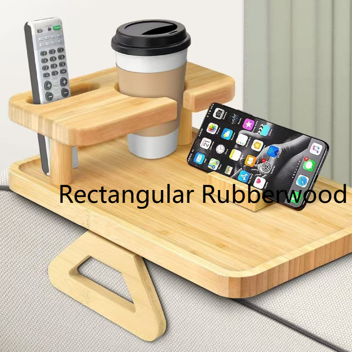 Double Layer Sofa Armrest Tray with Cup Holder