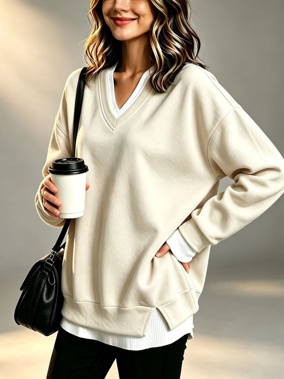 V-neck sweatshirt