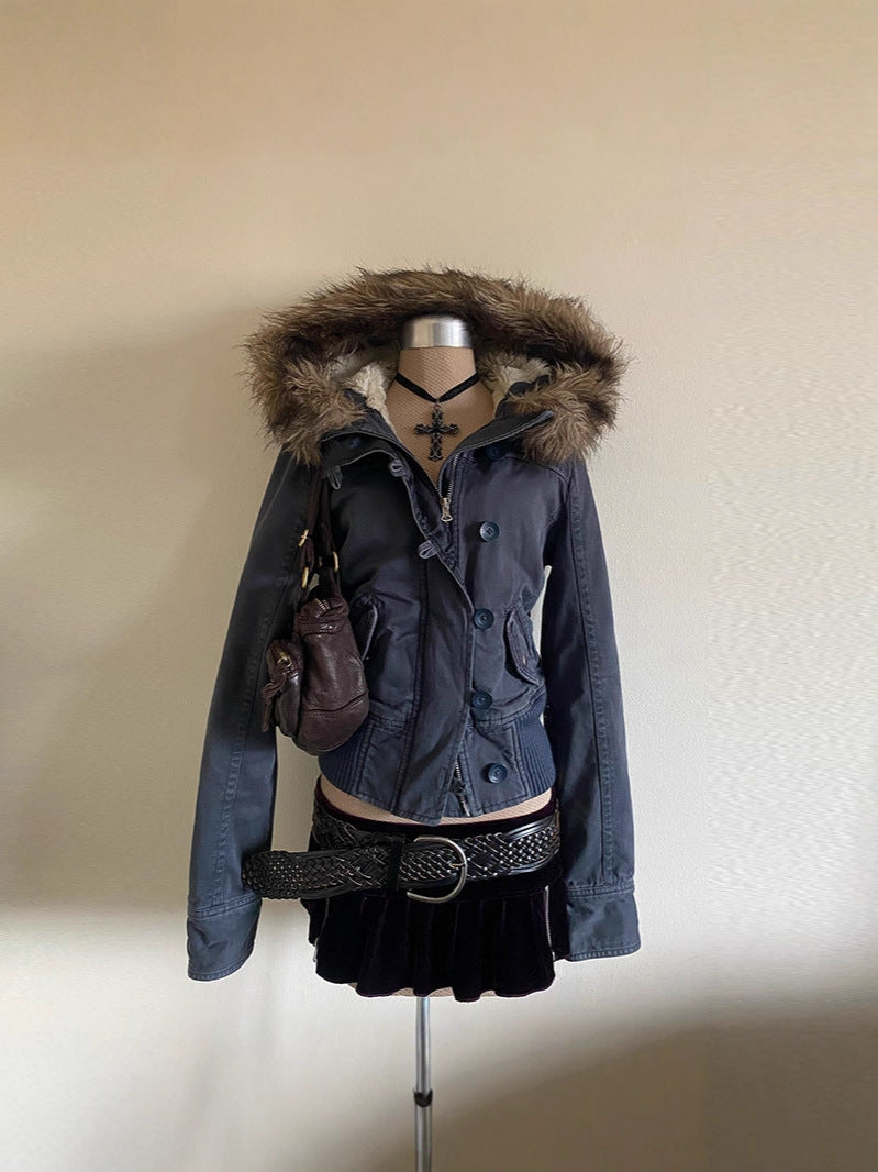 Detachable fur collar short coat, photo 2