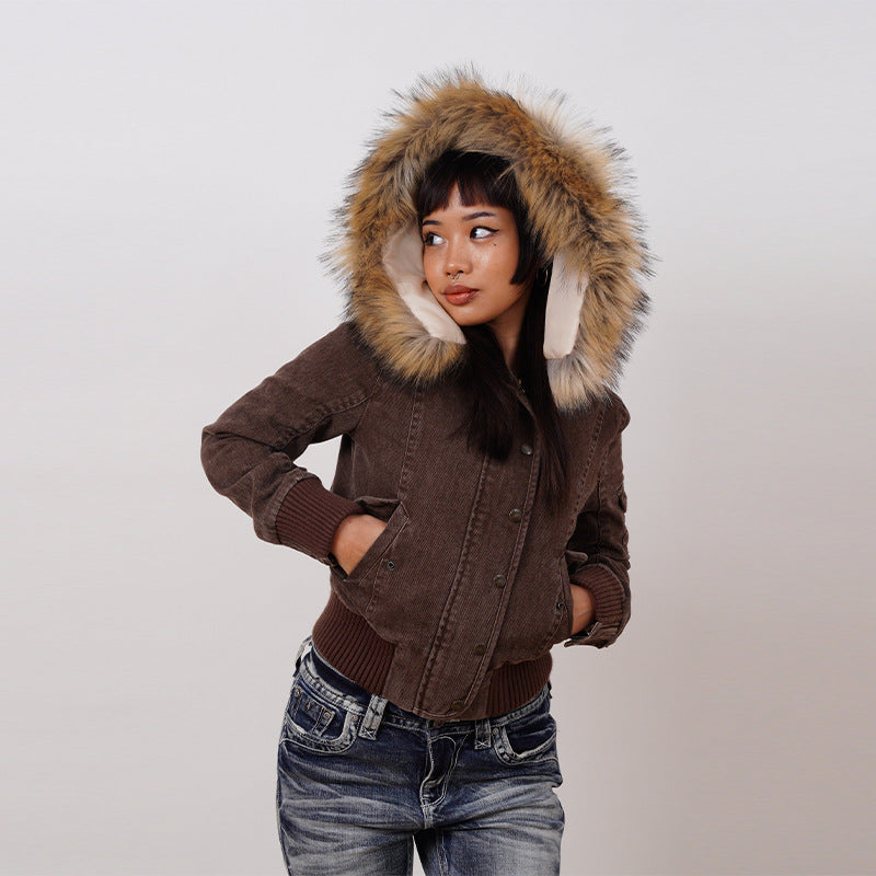 Detachable fur collar short coat, photo 7