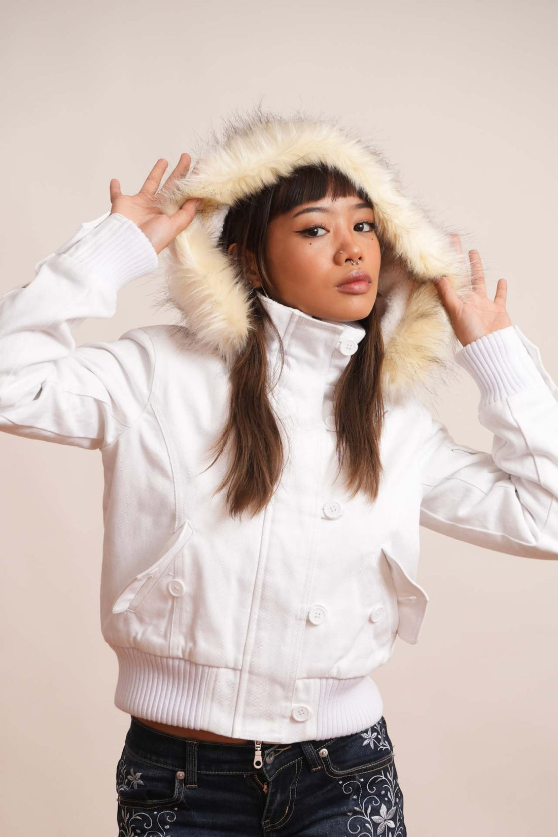 Detachable fur collar short coat, photo 8