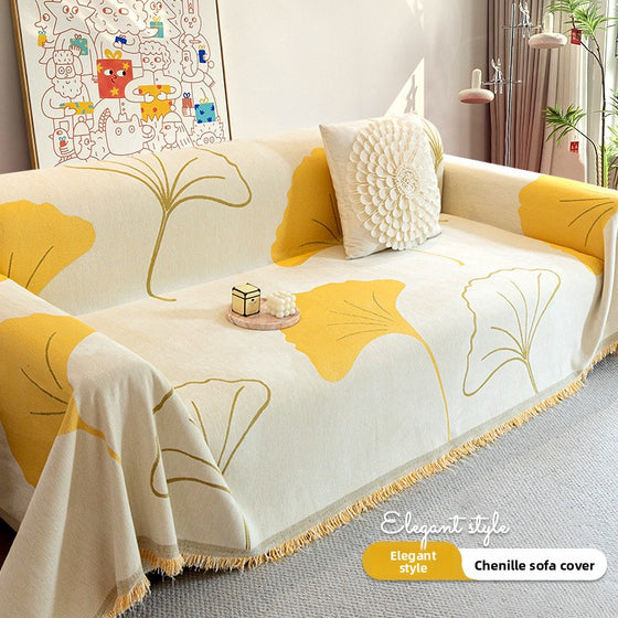 Ginkgo leaf non-slip couch cover towel