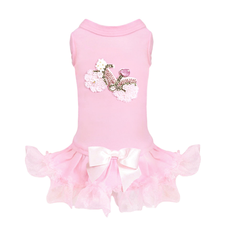 Hello Doggie Bicycle Applique Dog Dress