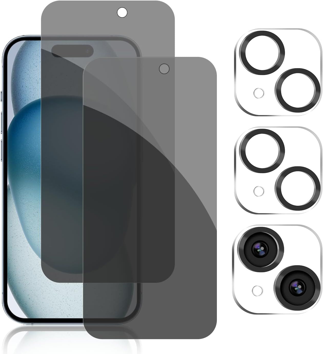 iPhone 15 privacy screen protector shown on phone screen