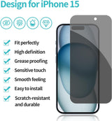Side-view test of the iPhone 15 privacy filter going dark