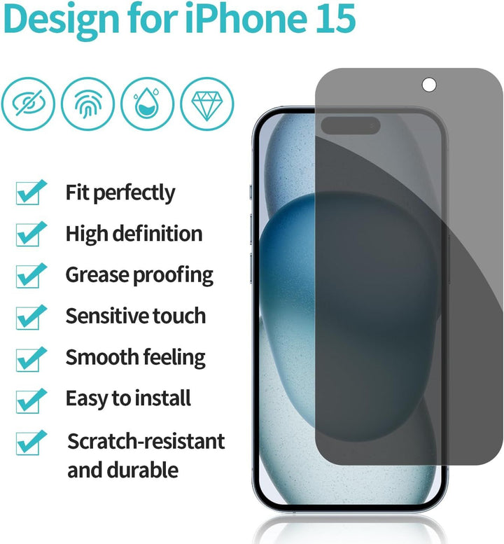 Side-view test of the iPhone 15 privacy filter going dark
