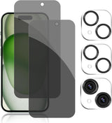 Tempered glass privacy protector edge fit on iPhone 15