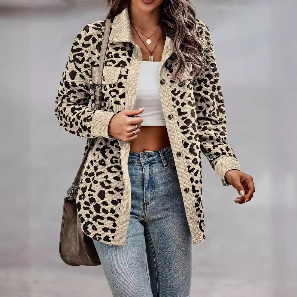 Leopard print button long sleeve top, photo 3