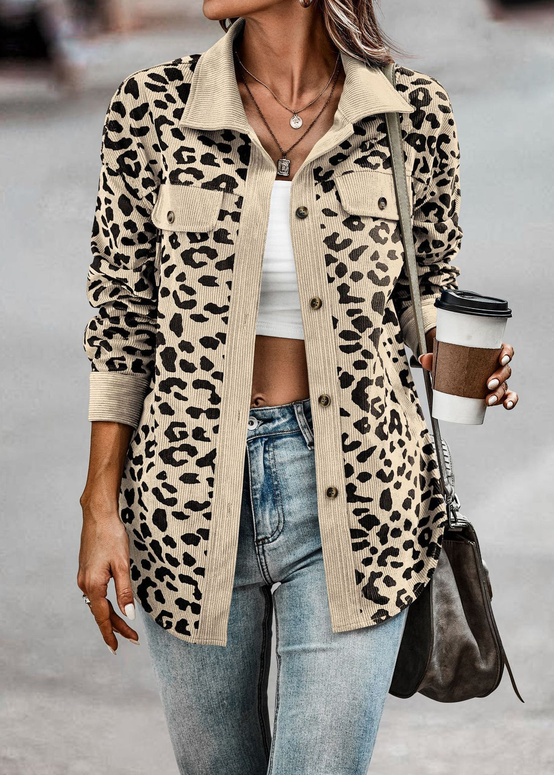 Leopard print button long sleeve top, photo 6