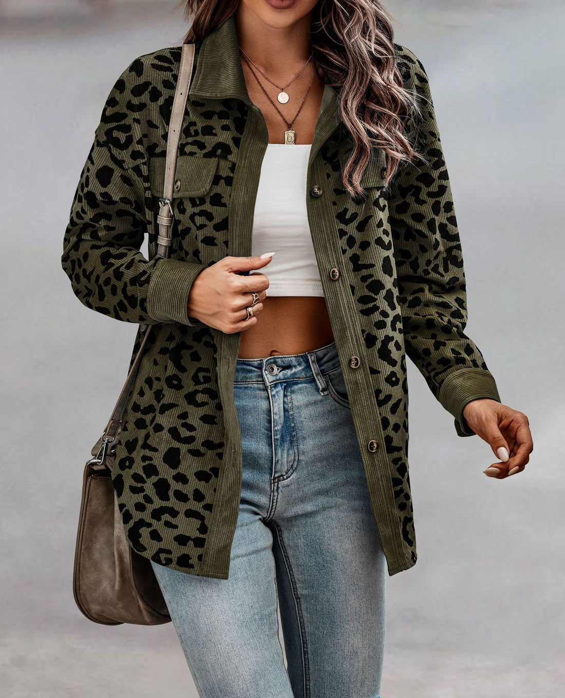 Leopard print button long sleeve top, photo 8