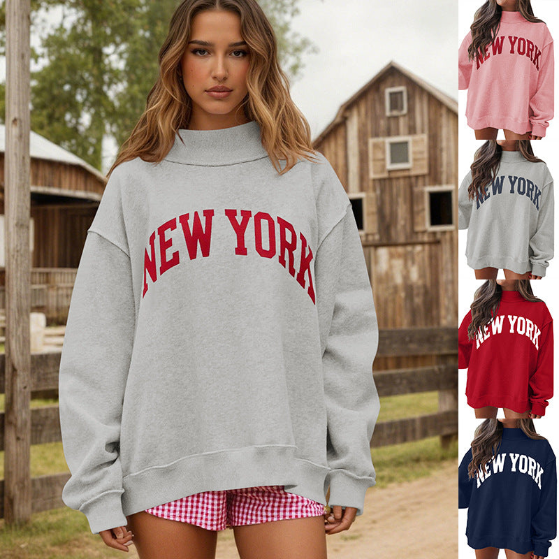 Letter print pullover graphic sweatshirt