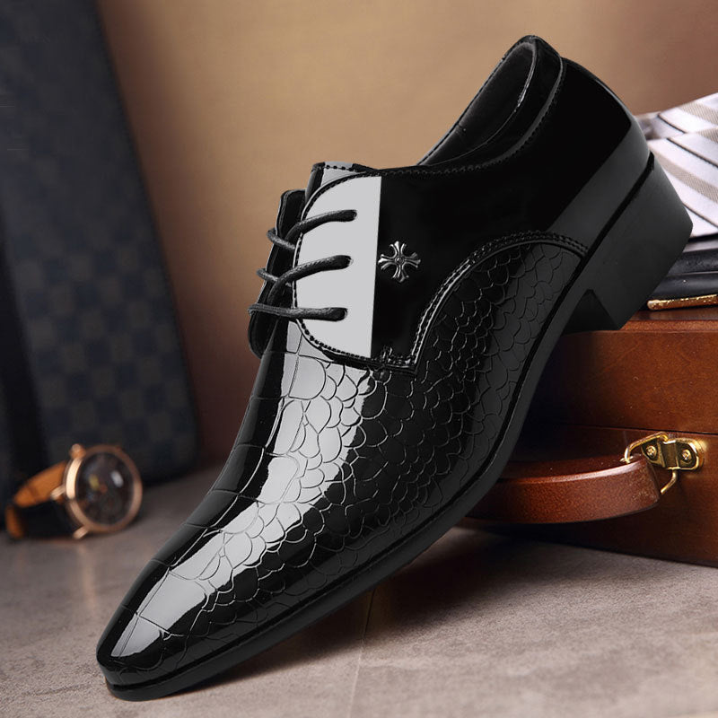 Men's black leather dress shoes