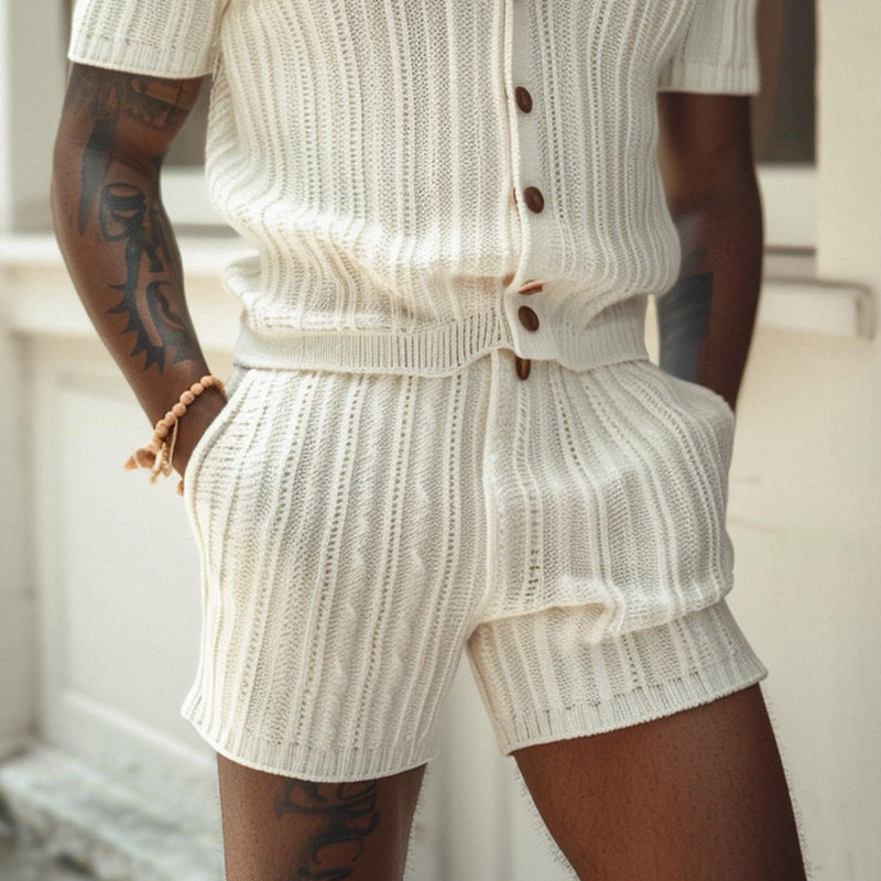 Men's ivory white vertical print suit, photo 3