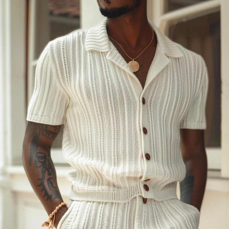 Men's ivory white vertical print suit, photo 4