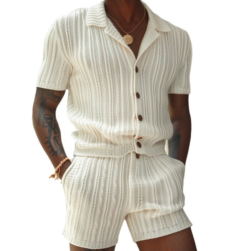 Men's ivory white vertical print suit, photo 5