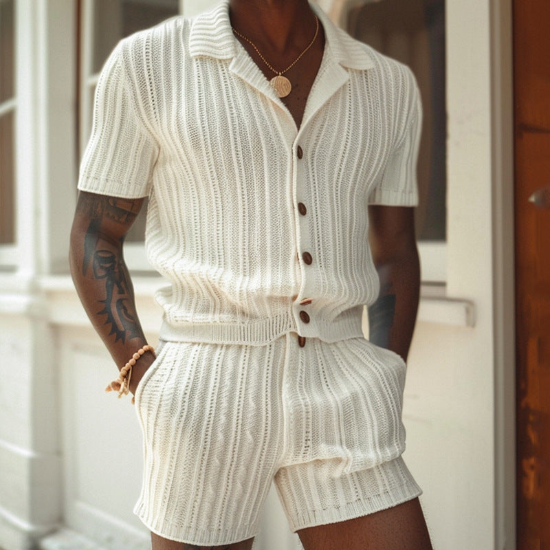 Men's ivory white vertical print suit, photo 6
