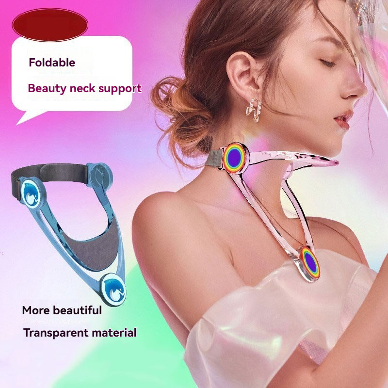 Neck brace collar in transparent, blue and pink