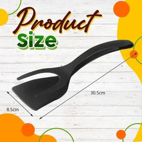 Close-up of the spatula end flat blade for flipping food